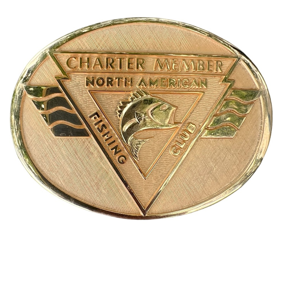 VTG North American Fishing Club Charter Member Belt Buckle24K Gold plated brass